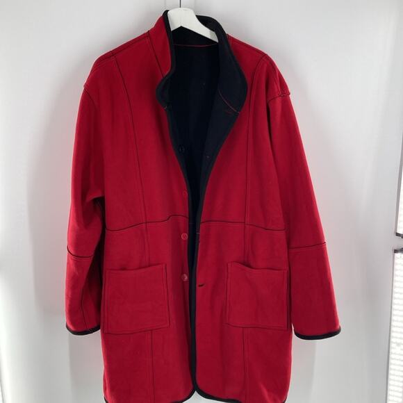 NEW Susan Graver Reversible Red Black Button Up Fleece Jacket Coat Size 2X - Picture 6 of 16